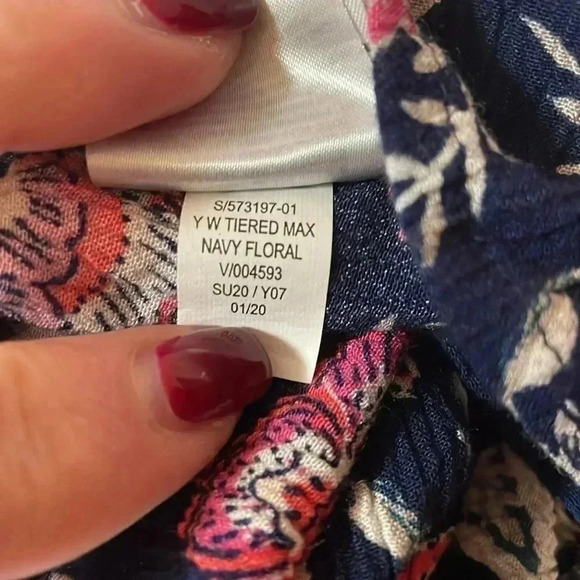 Old Navy XXL(16) Navy Floral Spaghetti Straps Crinkle Maxi Dress - Picture 9 of 9